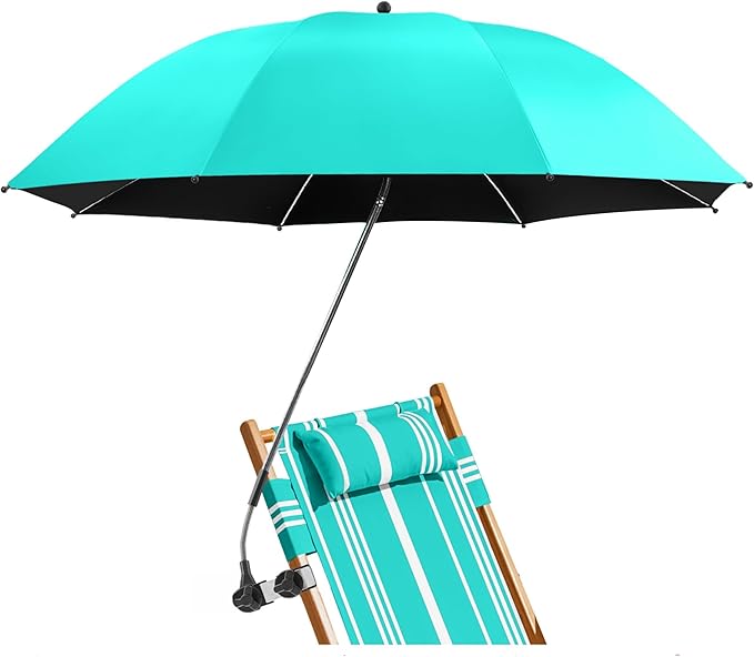Beach Umbrella, 360 ° Chair Umbrella with Clamp, UPF50+ Shade for Beach, Sand, Patio, Yard (Not Includ Chair)
