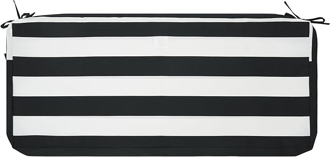 FUNHOME Outdoor Bench Cushion Cover 48 x18 x 3 inch,Water Resistant Cover with Zipper&Ties,Fade-Resistant Slipcover,Patio Porch Swing Cushion Cover Replacement Only,No Insert(Black White)