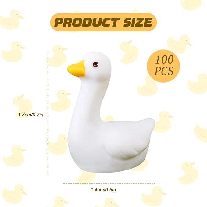 100pcs Mini Gooses Resin Animal Figurines - Handcrafted Small Desk Goose Decor for DIY Crafts, Micro Landscape Ornaments, Aquarium Potted Ornament,Miniature Geese Animal Statues to Hide﻿