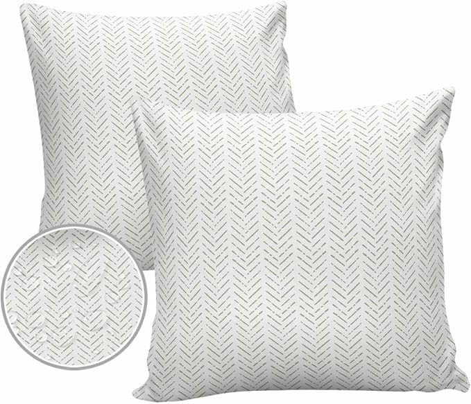 Outdoor Waterproof Throw Pillow Covers 24x24in, Sage Green Lines Cushions for Garden Patio Furniture Chairs Set of 2, Simple Textures Home Decor Couch Sofa Polyester Pillow Cases