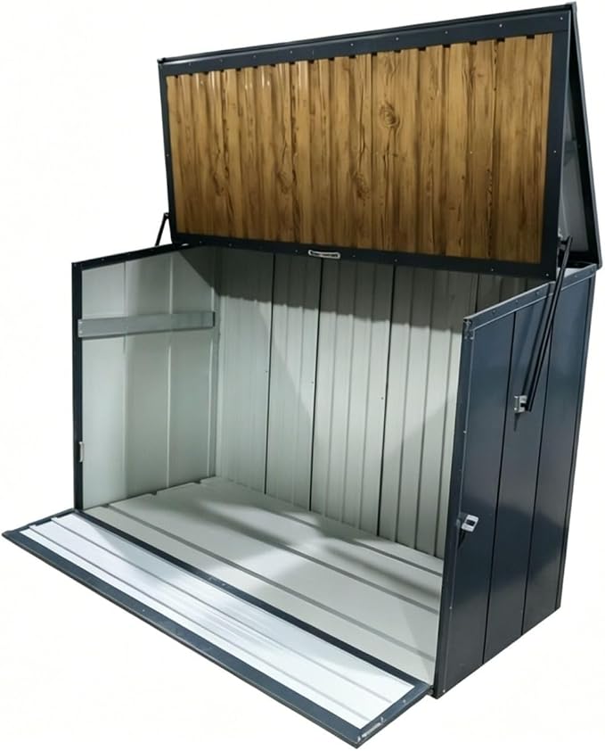 Outdoor Storage Box 594 Gal Galvanized Steel Deck Cabinet, Charcoal Grey