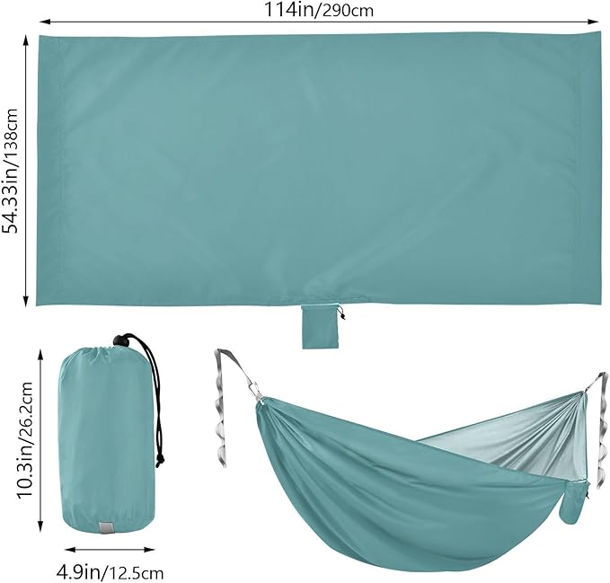Blue-Green Solid Color Pure Plain 330lb Capacity Camping Hammocks with Tree Straps Fabric Hammock for Outside Patio Garden Base para hamacas para adultos