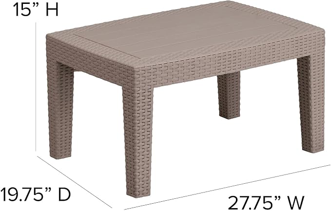 Flash Furniture Seneca Light Gray Faux Rattan Coffee Table
