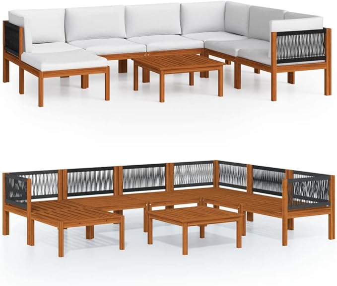 Patio Lounge Set with Cushions,Outdoor Patio Furniture,Outdoor Chat Conversation Set,for Patio,Backyard,Garden,Outdoor,8 Piece Cream Solid Acacia Wood