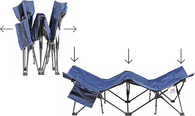 Zenithen Limited Outdoor Indoor Use Portable Foldable Lounge Furniture, Perfect for Camping, Backyard Use, Patio Furniture, Cot w/Padding, Dark Blue (Pack of 1)