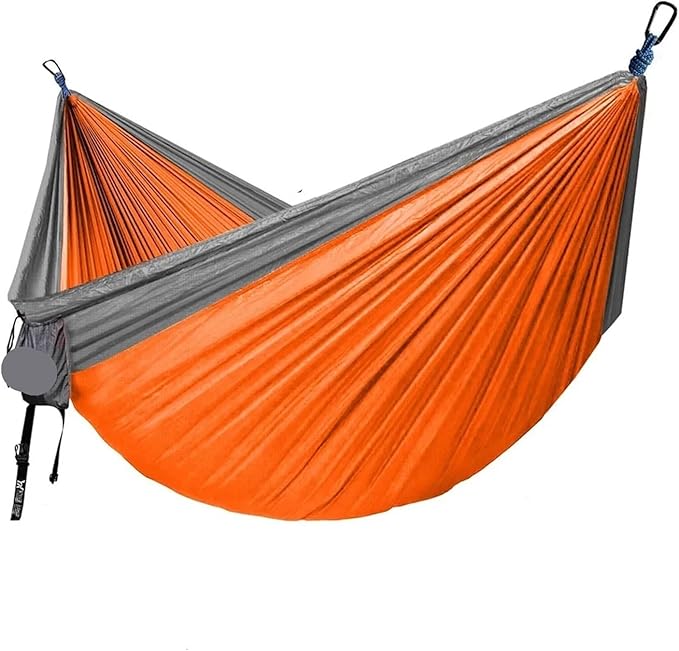 Hammock. Camping Hammock Outdoor Tourist Hanging Hammocks Portable Parachute Hiking Hammock for Backpacking Travel .Hammocks for Outside(Grey and Orange)