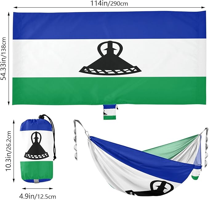 National Flag of Lesotho Hammocks with Portabl Carry Bag Backyard Hammock for Indoor Outdoor Patio