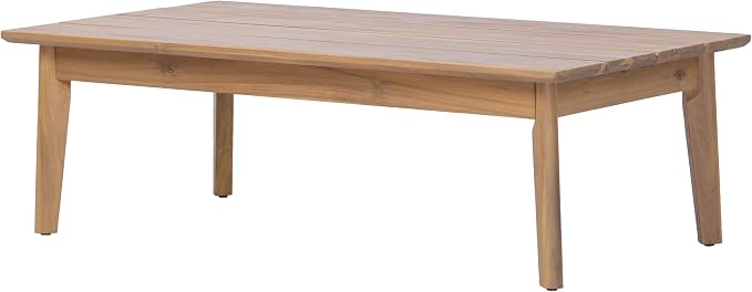 Christopher Knight Home Pablo 4-Seater Patio Furniture Set with Removable Cushion, 4 Piece Outdoor Acacia Wood Conversation Set, Wooden Outdoor Sectional Sofa Set with Coffee Table,Light Teak+Beige