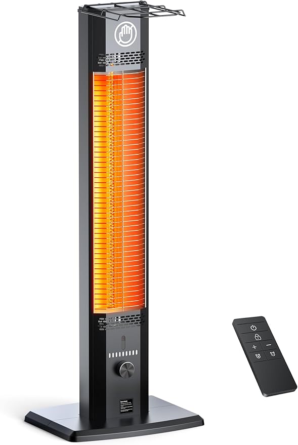 Outdoor Heater, 44 Inch, 1500W Infrared Heating with 9 Heat Levels for Bedroom