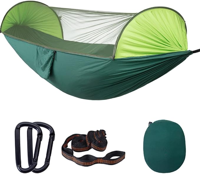 Double Hammock Outdoor Sunshade Quick-Opening Rocking Bed Off The Ground Anti-Rollover Single Camping Doublequick-openingsunshadegreenupgradestrap
