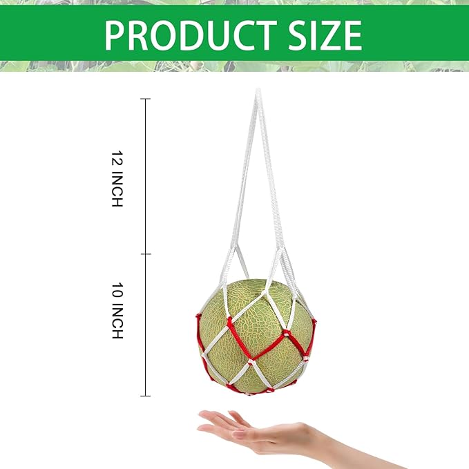 60Pcs Melon Hammocks Cradles, 10Inches Melon Hammock for Trellis Heavy Duty Watermelon Nets, Support Hanging Bags for Pumpkin Cantaloupes Honeydew, 10In Bag 12in Handle, Bear for 30lbs
