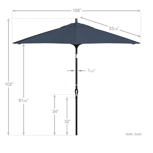 California Umbrella 9' Round Aluminum Patio Umbrella, Crank Lift, Push Button Tilt, Bronze Pole, Outdoor Rated Acrylic fabric, Sapphire