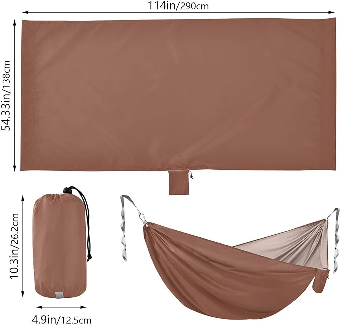 Brown 330lb Capacity Outdoor Hammock with Portabl Carry Bag Rope Hammock for Outside Patio Backyard Poolside Base para hamacas para adultos