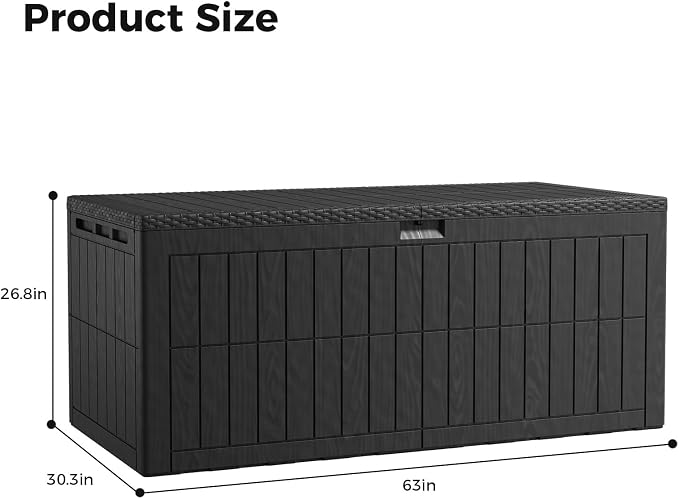 220 Gallons Large Outdoor Storage Box, Lockable Resins Deck Box, Lockable Deck Boxes for Patio, Poolside and Backyard