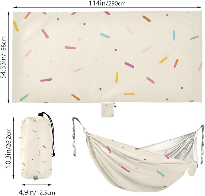 A Simplepastel Illustration of Small Sprinkles Scattered 330lb Capacity Hammocks for Camping with Portabl Carry Bag Indoor Hammock for Outside Patio Backyard Poolside hamacas para adultos 2