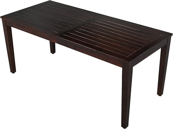 RUNNA 7-Piece Outdoor Dining Table Set with Acacia Tabletop and 6 Chairs Indoor and Outdoor Furniture Sets,for Patio, Balcony Or Backyard. (Dark Brown@015)