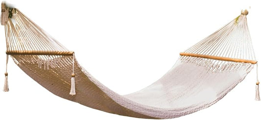 Handwoven Nicaraguan Cotton Hammock with Wooden Bars