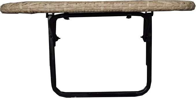 Oakland Living Tan Indoor and Outdoor Foldable Wicker Balcony Table with Metal Frame and Adjustable Clamps