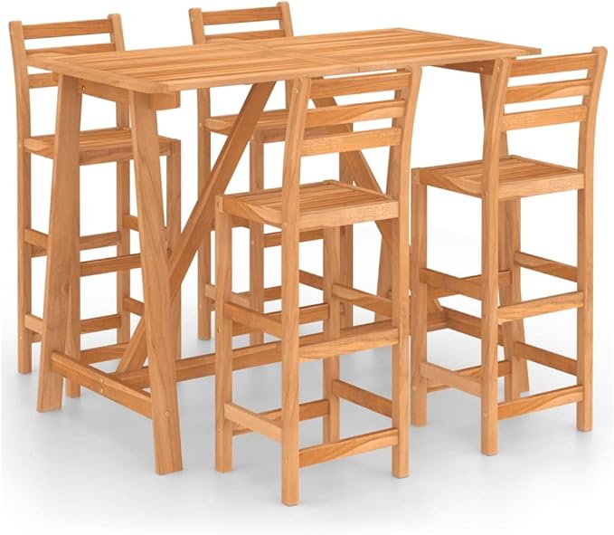 Patio Bar Set,Patio Lounge Set,Outdoor Patio Furniture,Outdoor Chat Conversation Set,for Patio,Backyard,Garden,Outdoor,5 Piece Solid Acacia Wood