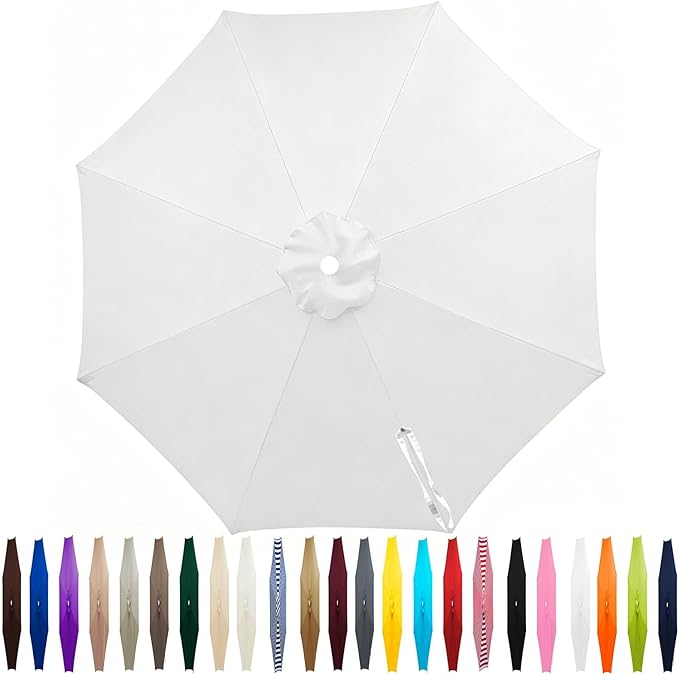 Outdoor Patio Umbrella Replacement Canopy 7.5ft/9ft/10ft/11ft 6/8 Ribs, Cantilever Offset Patio Umbrella Fabric Cover Resistant Waterproof Shade for Table Pool