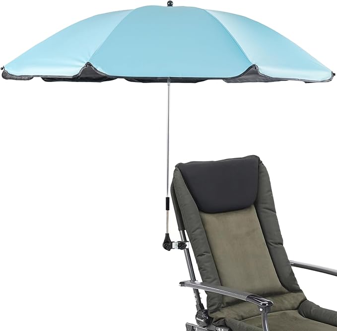 Chair Umbrella with Clamp,46 inches UPF 50+ Clip on Parasol for Patio,Beach Chairs,Strollers,Wheelchairs,Golf Carts