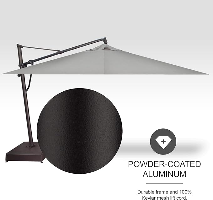 Treasure Garden AKZ PLUS Cantilever Umbrella 10'x13' Rectangular Sunbrella Cast Silver Canopy and Black Frame with Stationary Base
