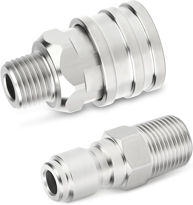 TAISHER 2PCS 304 Stainless Steel 1/4" Female NPT High Pressure Washer Quick Connect Coupler for Pressure Washing Gun Hose Accessories