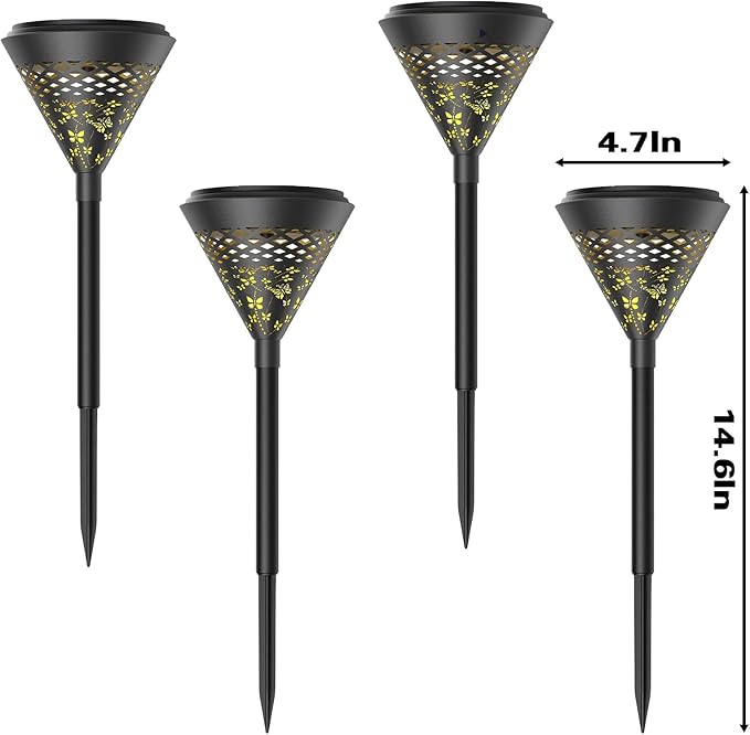 twinkya 4 Pack Solar Lights Outdoor Waterproof Decorative Solar Garden Lights for Outside Bright Led Metal Solar Powered Pathway Landscape Light for Yard Path Backyard Walkway Sidewalk Patio Decor