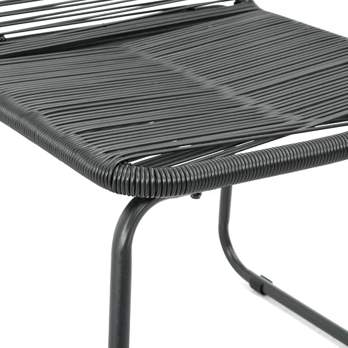3 pcs Set Patio Dining Set & Outdoor Dining Set Black PVC Rattan Balcony Furniture Outdoor Patio Furniture Set for Backyard Front Porch Lawn 31.5 x 31.5 x 29.1 in
