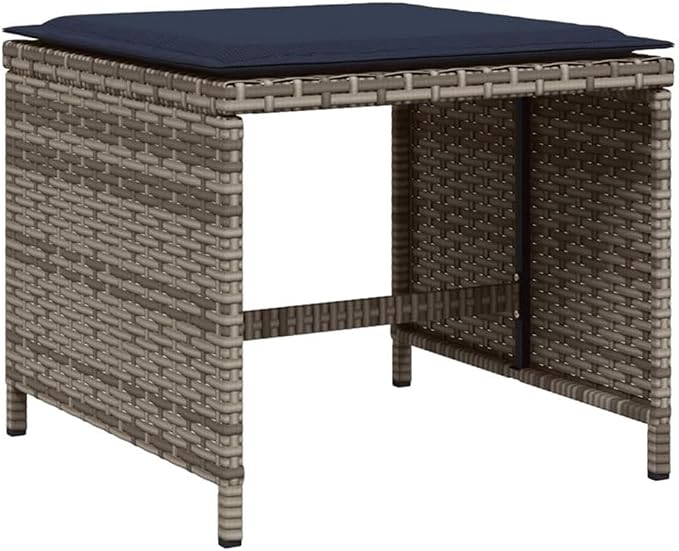 Afuera Living 15 Piece Poly Rattan Patio Dining Set, Gray and Oiled Acacia Wood, Removable Cushions, Weather-Resistant, Foldable and Stackable Chairs, Compact Outdoor Furniture for Garden, Patio,
