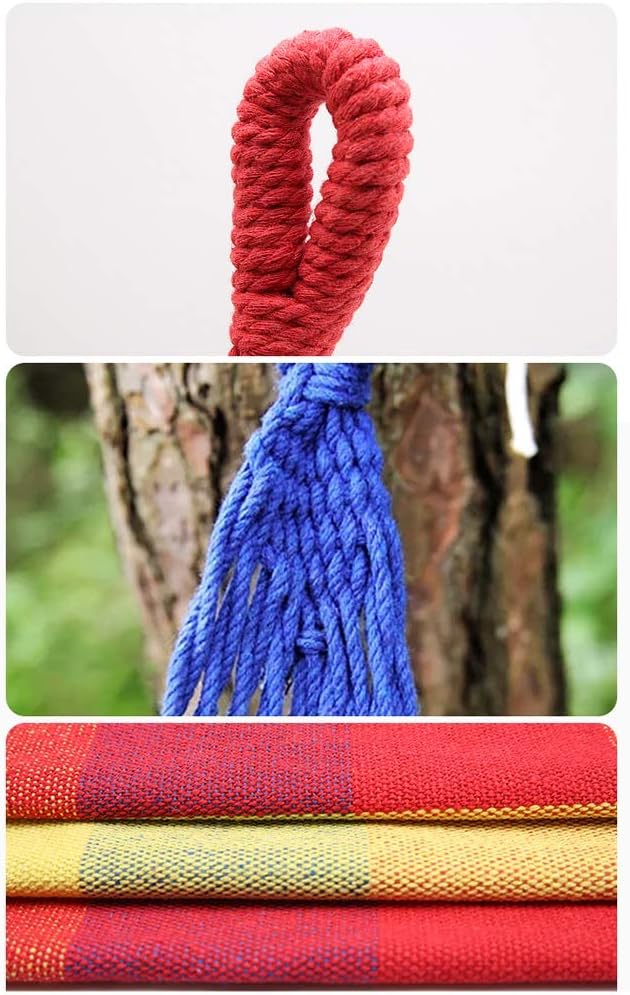 Camping Hammock, Hammock Outdoor Camping Rope Canvas Hanging Chair Indoor Dormitory Single Swing Bedroom Hammock Portable Outdoor Travel Camping Equipment(Rojo)