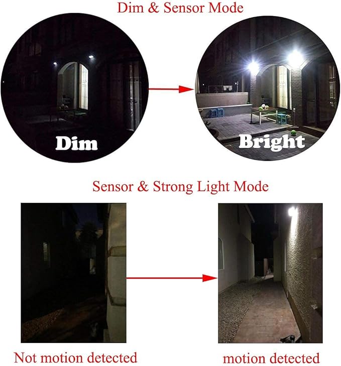 iThird Solar Lights Outdoor Motion Sensor, LED Solar Powered Outdoor Lights Stainless Steel Solar Security Light for Yard Patio Garage Porch Waterproof 3 Modes Flood Light Super Bright(Daylight)