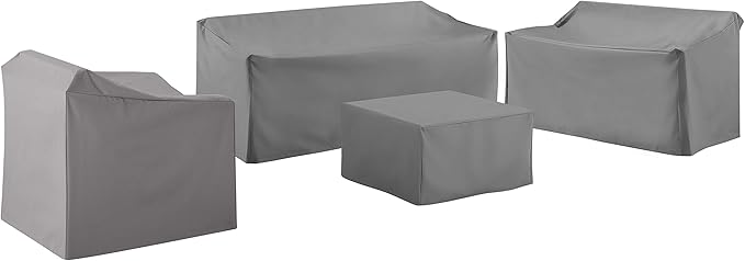 Crosley Furniture Patio Furniture Covers, Waterproof 4-Piece Cover Set for Outdoor Sectional Sofa Sets, Gray