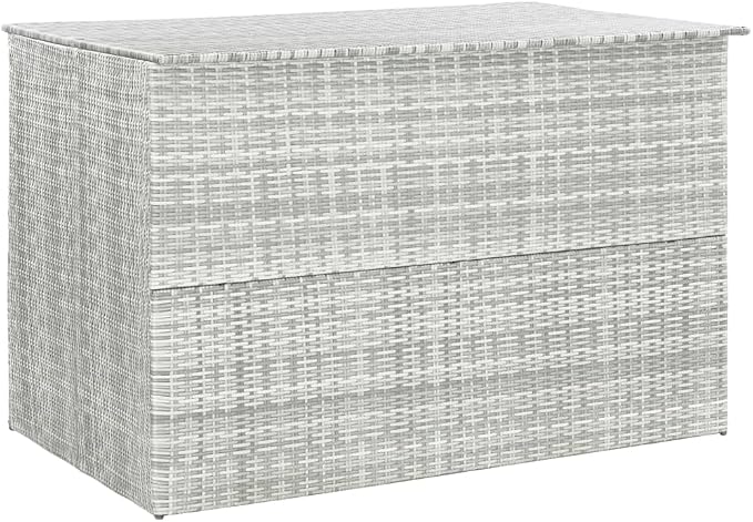 Patio Storage Box,deck box bench,deck box,outdoor storage box,patio furniture, for Patio, Lawn, Backyard, Outdoor, Light Gray 59.1"x39.4"x39.4" Poly Rattan