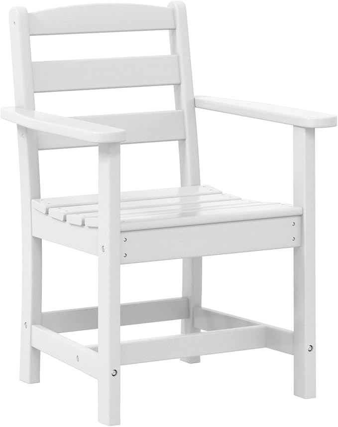 WestinTrends Ashore Outdoor HDPE Patio Classic Dining Arm Chair, White