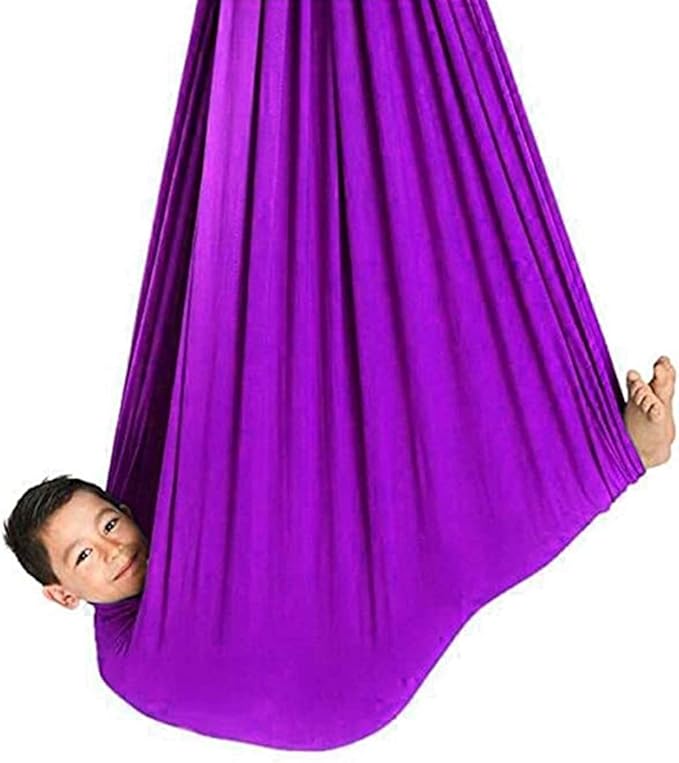 Indoor Swing Chair Soft Hanging Hammock for Kids Child and Teens with Special Needs Yoga Sensory Integration Outdoor Camping (Color : Purple, Size : 100 x 280 cm)
