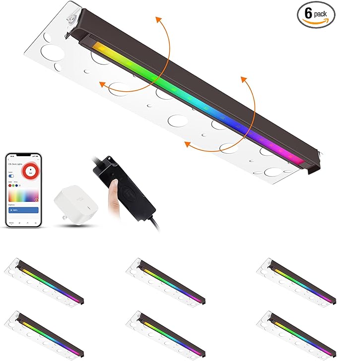 CLOUDY BAY [6 Pack] Low Voltage 12 Inch Smart Hardscape Lighting,4.5W LED Paver Light,2700-6500K,1.5W RGB Color Changing,Compatible with Alexa & Google Assistant,Hub Included,Transformer Excluded
