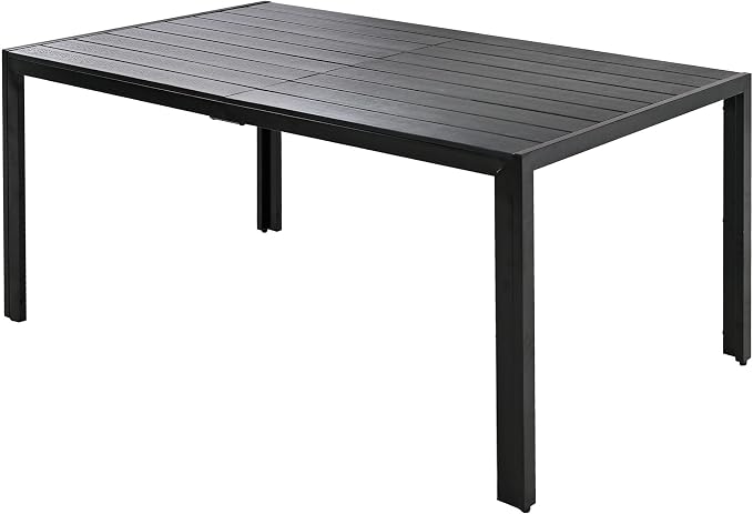 RuiSiSi 7 Pieces Outdoor Dining Table Set for 6, Steel Patio Dining Table and 6 Textilene Chairs for Yard, Garden, Porch and Poolside (Black)