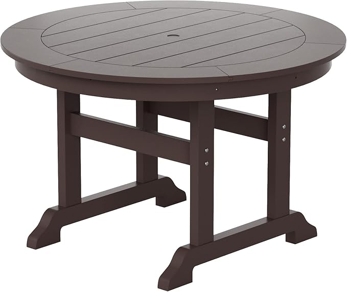 HDPE Laguna 47" Round Dining Table,Dark Brown