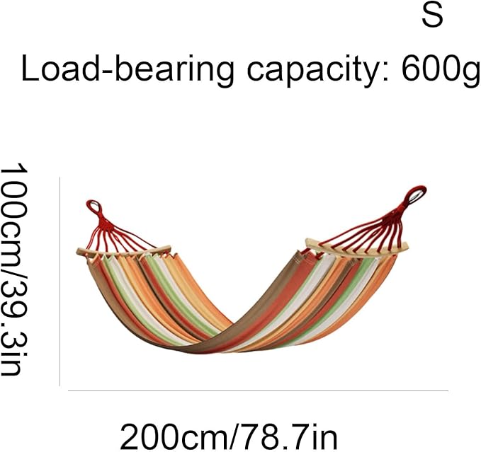 Portable Canvas Hammock with Wooden Sticks for Outdoor Camping and Playing Portable Tree Hanging Good Hammock Comfortable(S)