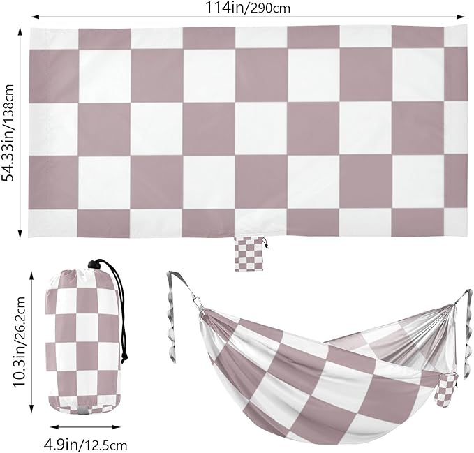 Brown Plaid Textured Pattern 330lb Capacity Hammocks with Tree Straps Indoor Hammock for Outside Patio Backyard Poolside hamaca inflable para Piscina