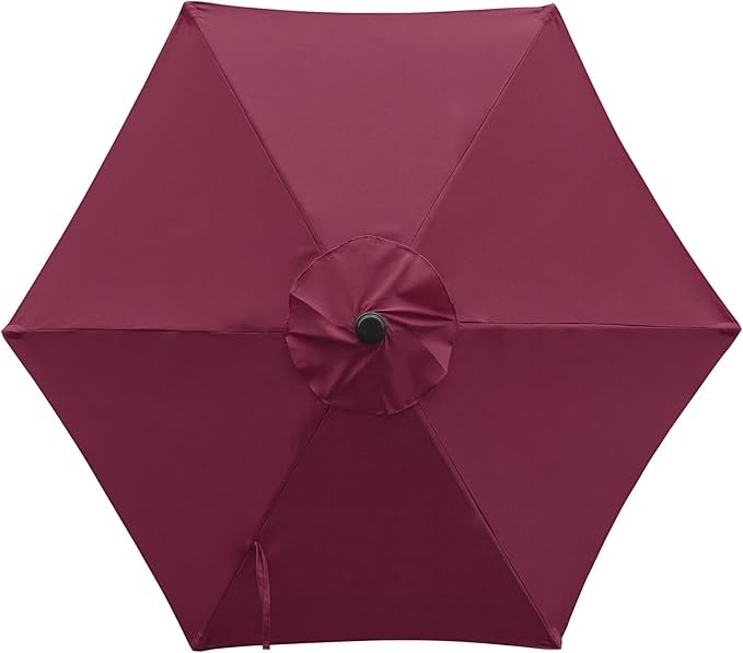 7.5 Ft Patio Umbrella with Crank Weather Resistant Outdoor Umbrella Durable 6 Sturdy Steel Ribs Outdoor Market Umbrella for Deck Garden Pool Yard Cafe, Burgundy