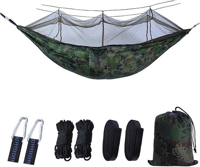 Hammock Portable Outdoor Camping Leisure Double Mosquito Net Hammocks Garden Travel Tourist Nature Hike Sleeping Hanging Hammock Swing Quick-Opening(Style 4)