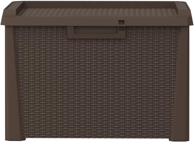 Patio Storage Box Brown 33 Gallon Outdoor Deck Box for Cushions and Garden Tools, Durable Polypropylene Storage Bin with Textured Finish for Terrace and Balcony, 28.7 x 28.7 x 19.5 in