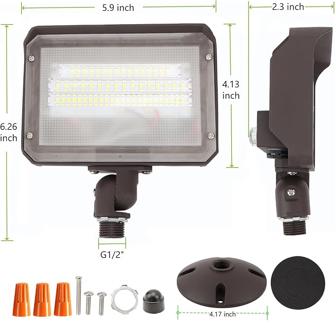 40W Outdoor LED Flood Light Dusk to Dawn with Knuckle, 5600LM 500W Equivalent, 100-277V 5000K Daylight, ETL Commercial LED Flood Light Fixture, Outdoor Security Lighting for Landscape/Parking Lot