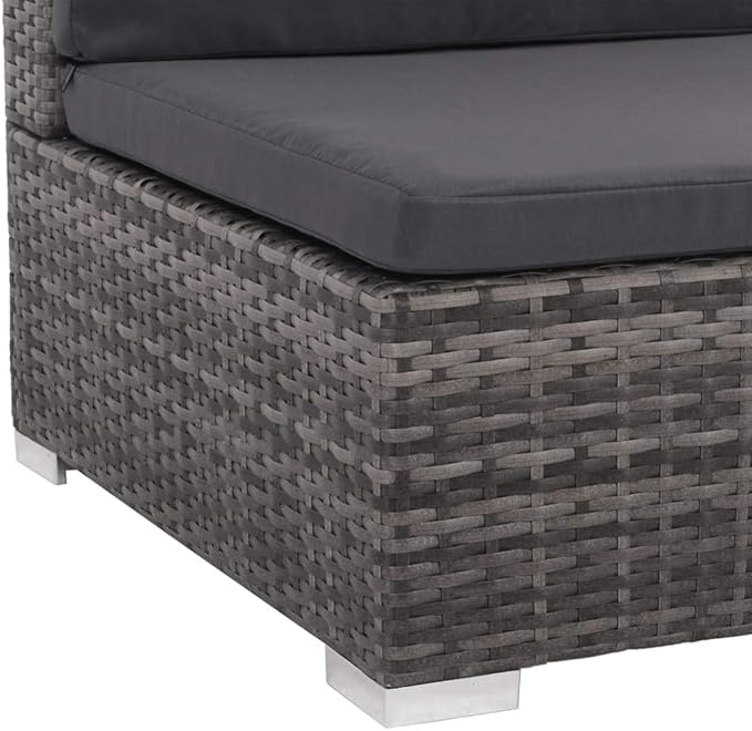 Patio Lounge Set with Cushions,Outdoor Furniture,Outdoor Furniture Sets,Patio Conversation Sets,for Garden,Deck,Backyard,7 Piece Poly Rattan Gray