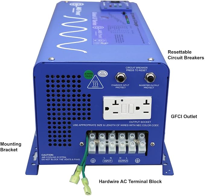 AIMS 2000W 12V Pure Sine Inverter Kit w/Remote