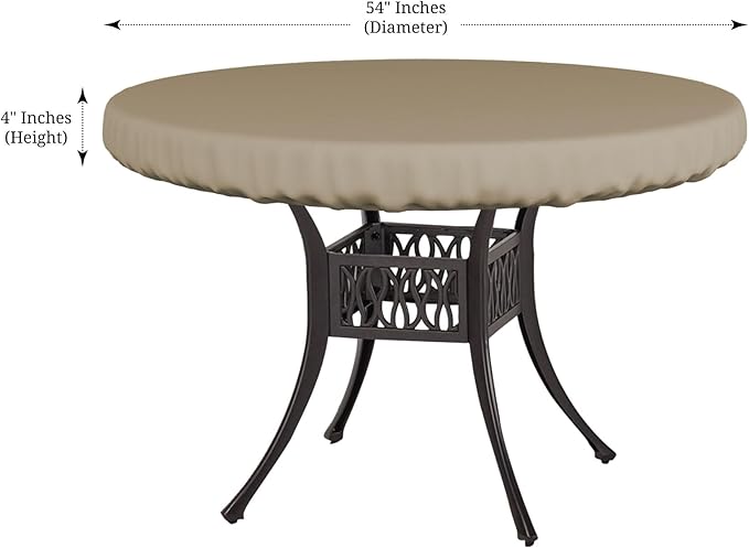 Covers & All Round Table Top Cover, 12 Oz Waterproof UV & Weather Resistant Patio Table Cover, Outdoor Table Cover for Patio Outdoor Furniture & Coffee Table (54" Dia x 4" H Inches, Beige)