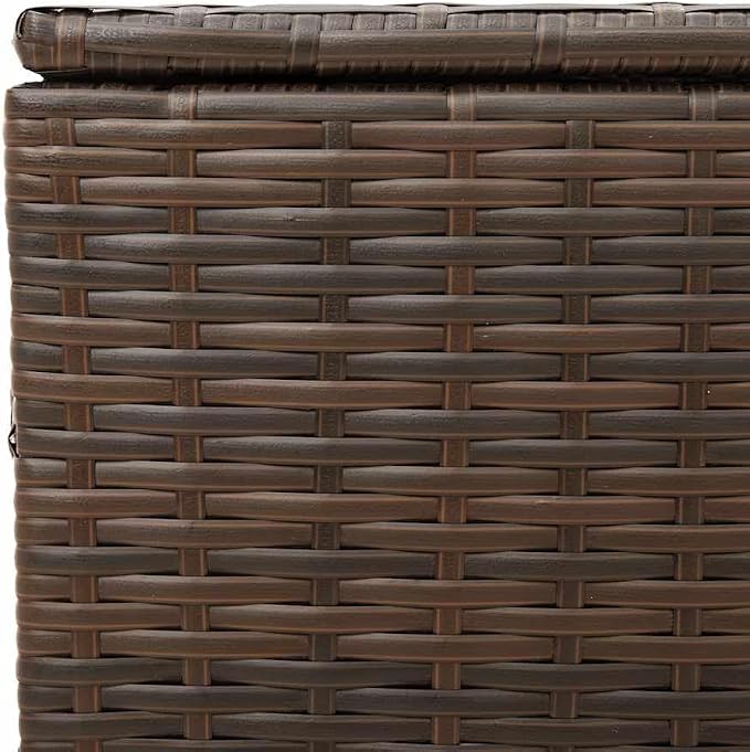Garden Storage Box, 50-Gallon Outdoor Deck Bin, Brown PE Rattan with Wheels for Patio, Garden, and Terrace, 21.7 x 42.1 x 20.9 Inch Rectangular Organizer