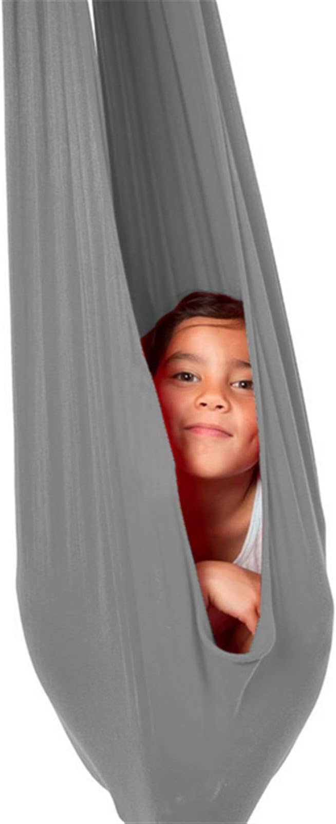 Kids Swing Hammock for Autism ADHD ADD Up to 100kg Sensory Child Elastic Parcel Steady Seat Cuddle Swing (Color : Gray, Size : 150 x 280 cm (L x W).)
